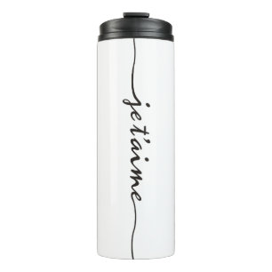 je t'aime - I love you in French - black Thermal Tumbler