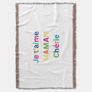 "Je t'aime MAMA chérie" Cute Throw Blanket