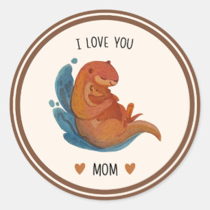Je t'aime Maman Autocollant Loutre