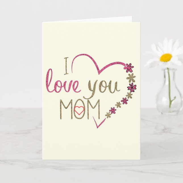 Je t'aime Maman Carte Coeur Bonne fête des mères (Petite plante)