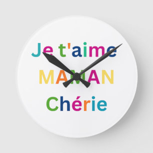 "Je t'aime MAMAN chérie" Cute Kids Wall Clock