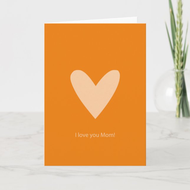 Je t'aime maman orange coeur carte de voeux (Devant)