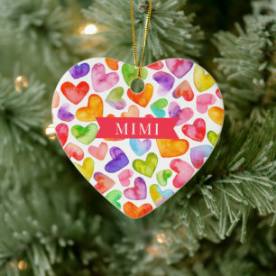 Je t'aime Mimi Ornement en céramique recto-verso