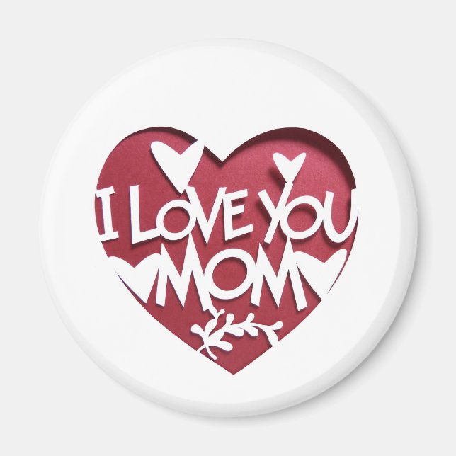 JE T'AIME MOM 3D MAGNETS DU COEUR (Devant)