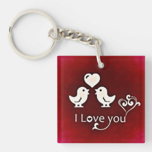 Je t'aime Oiseaux Porte - clé acrylique