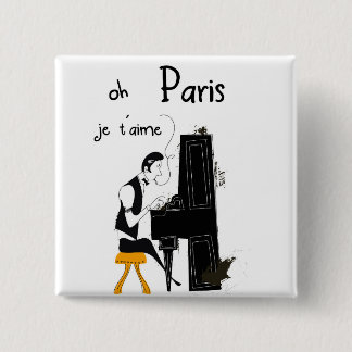 je t'aime Paris 2 Inch Square Button