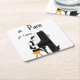 je t'aime Paris Square Paper Coaster