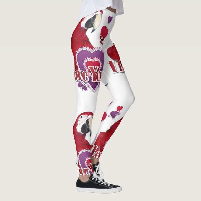 Je T'Aime Parrot Avec Des Leggings Coeurs (Droite)