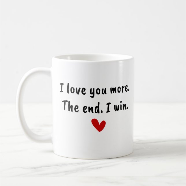 Je T'Aime Plus Coeur Rouge Moderne Mug tendance (Gauche)