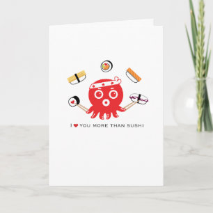 Je t'aime plus que carte d'amour des sushi 5x7"