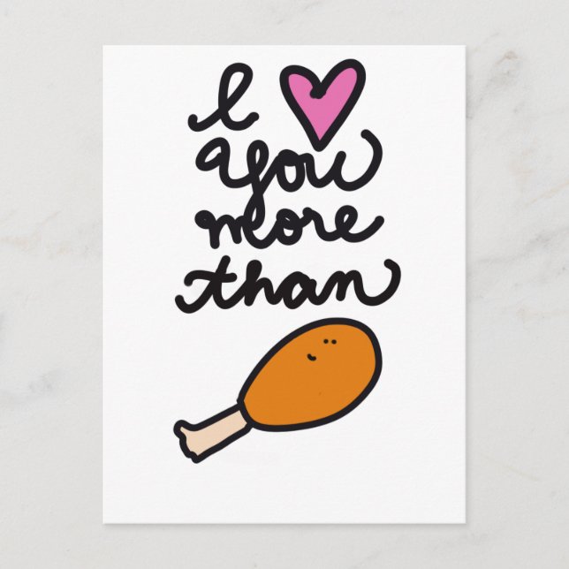 Je t'aime plus que la carte postale de poulet. (Devant)