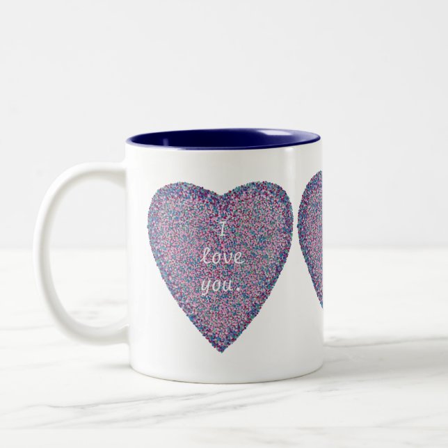 Je t'aime, Pointillisme Coeur Mugs Personnalisés (Gauche)