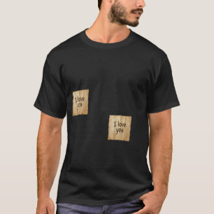 "Je t'aime" Post-it Notes T-Shirt Minimaliste Noir