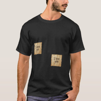 "Je t'aime" Post-it Notes T-Shirt Minimaliste Noir