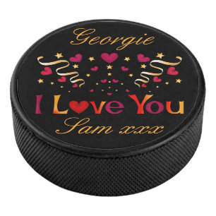 JE T'AIME Red Heart Gold Vintage Valentine Black