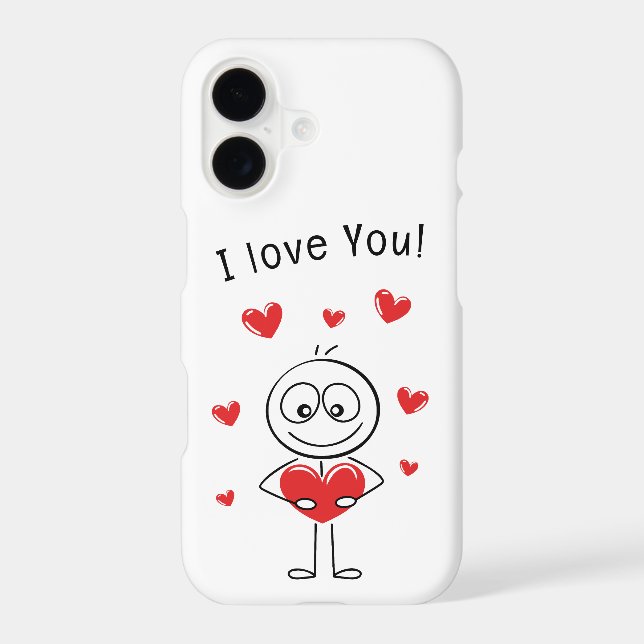 Je t'aime Stick Figure Cœurs Mignons (Verso)