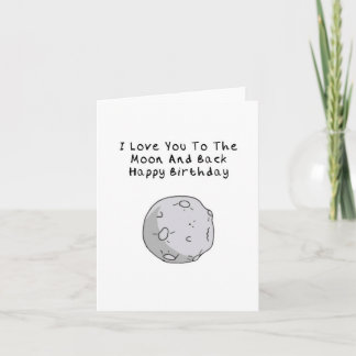 Je T'Aime Sur La Lune Et La Carte D'Anniversaire