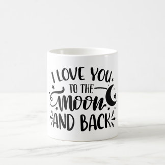 Je t'aime sur la lune et la tasse arrière