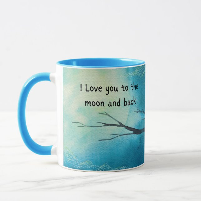 Je t'aime sur la lune et la tasse arrière (Gauche)