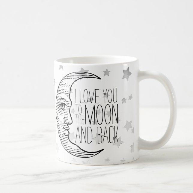 "Je t'aime sur la Lune et le dos" Mug (Droite)