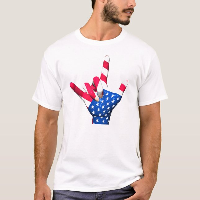 Je t'aime T-shirt de drapeau des Etats-Unis (Devant)