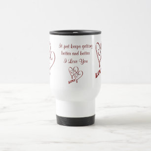 Je t'aime tasse rouge entrelacée de voyage de