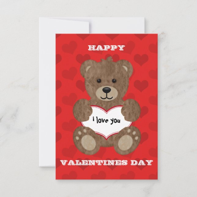 Je t'aime Teddy Ours Enfants Valentine Carte (Devant)