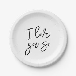 Je t'aime tellement assiettes en papier