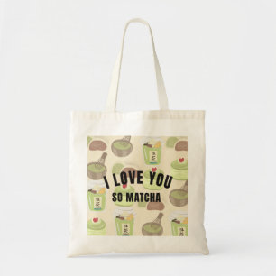 "Je t'aime tellement Matcha" Sac cabas en toile es