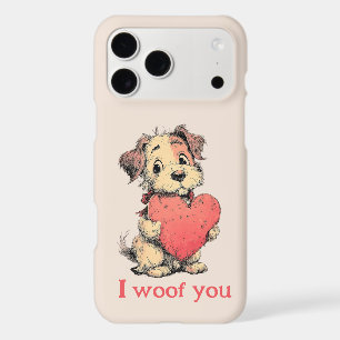 Je te woof Puppy Cœur Rétro Saint-Valentin