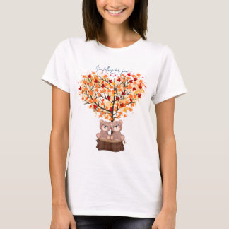 "Je tombe pour toi !" T-shirt automne avec ours