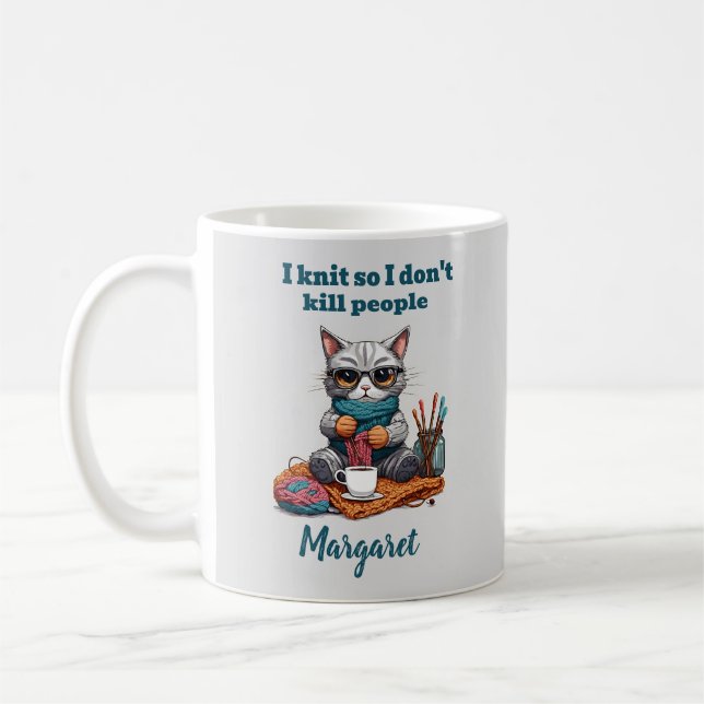 Je tricote pour ne pas tuer des gens drôle Mug (Gauche)