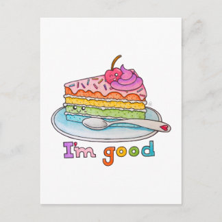 Je vais bien, carte postale de gâteau arc-en-ciel 
