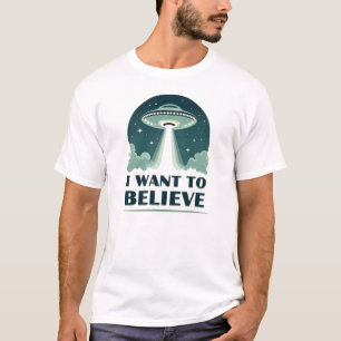Je veux croire (OVNI bleu) T-shirt rétro espace