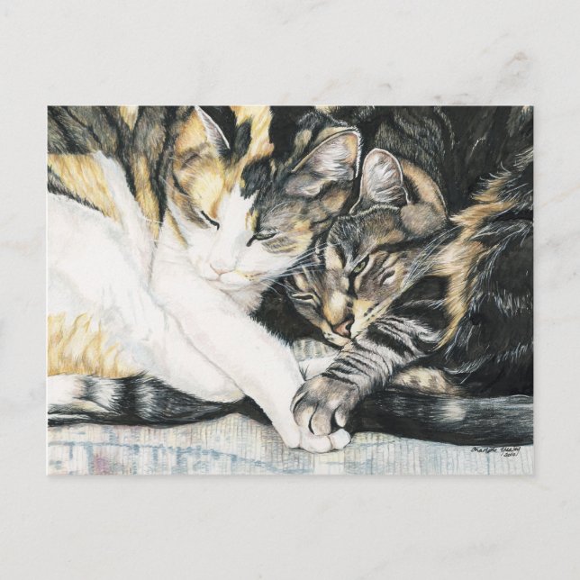 "Je veux tenir ta paille" Cat Art carte postale (Devant)