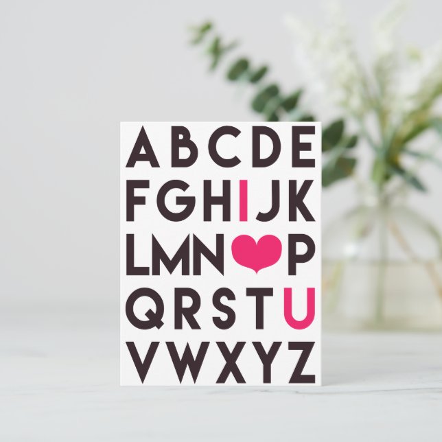 Je VOUS AIME - belle carte postale Alphabet (Debout devant)