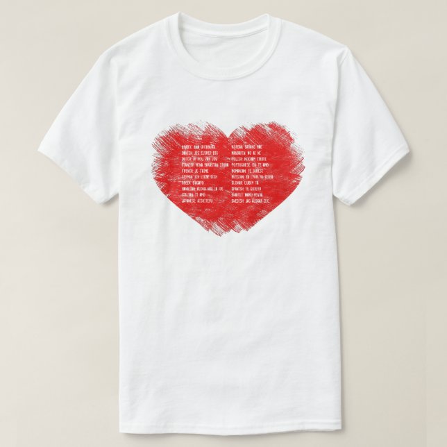 Je vous aime dans 20 langues T-shirt (Design devant)