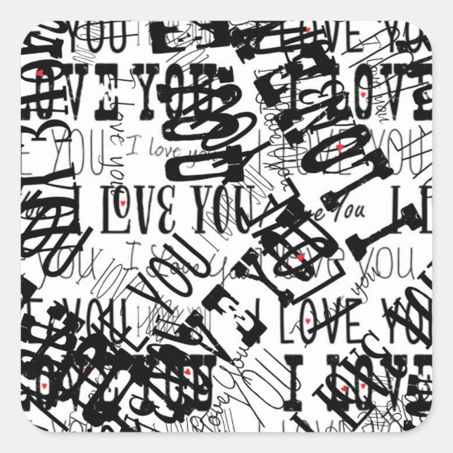 JE VOUS AIME gratter Typographie Sticker Valentine (Devant)