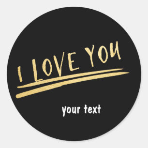 JE VOUS AIME Sticker Black & Gold Custom Chic