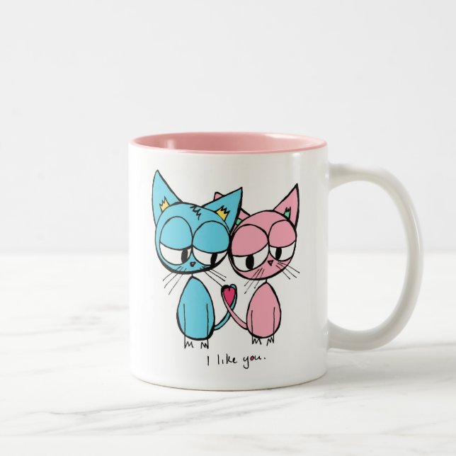 je vous aime - tasse de café bleue et rose de (Droit)