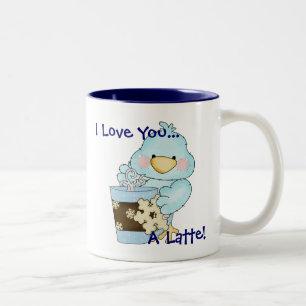 JE VOUS AIME UN LATTE Blue Bird Winter Coffee Mug