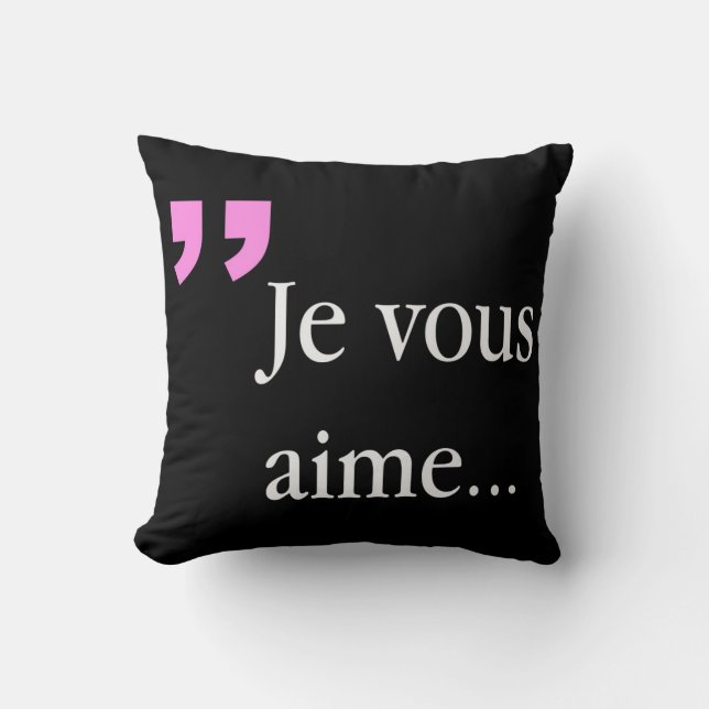 Je vous aime Valentine 2sided black white Pillow (Front)