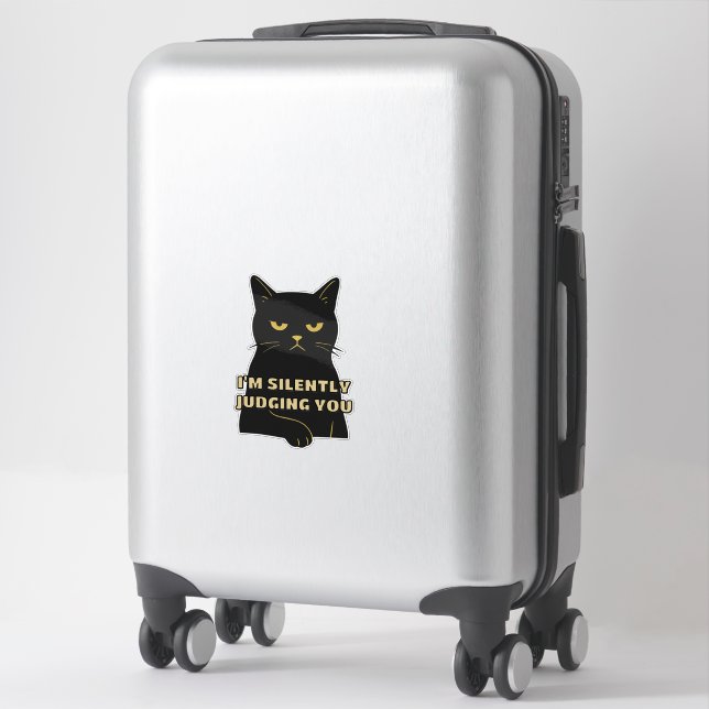 Je vous juge en silence - Drôle Sticker de chat no (Sur valise)