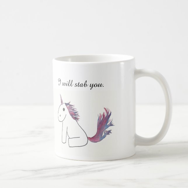 Je vous poignarderai tasse de licorne (Droite)