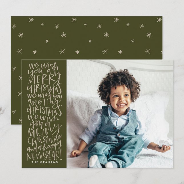 Je vous souhaite un joyeux Noël en Carte photo À f (Devant / Derrière)