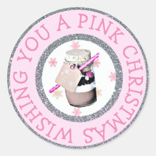 Je vous souhaite un Sticker de Noël rose