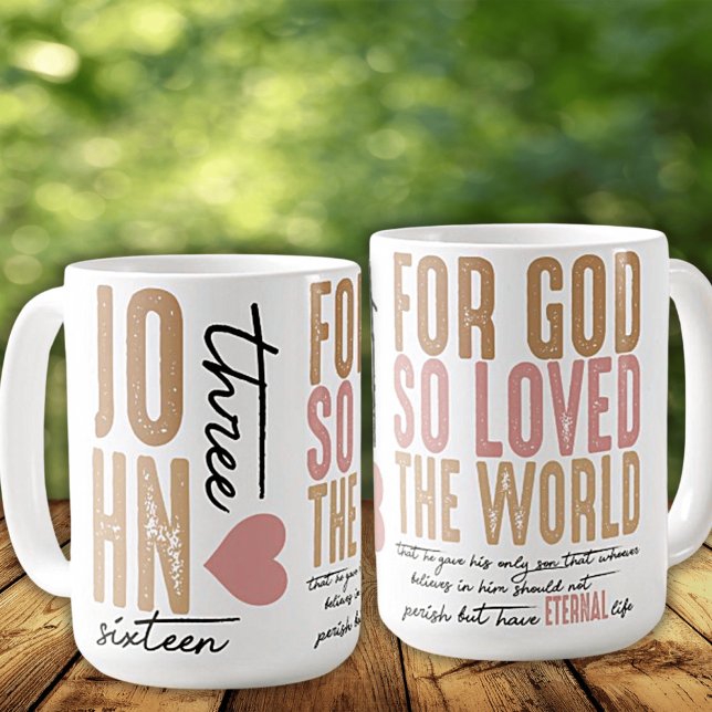 Jean 3:16 Bible Verse Céramique Mug (Créateur téléchargé)