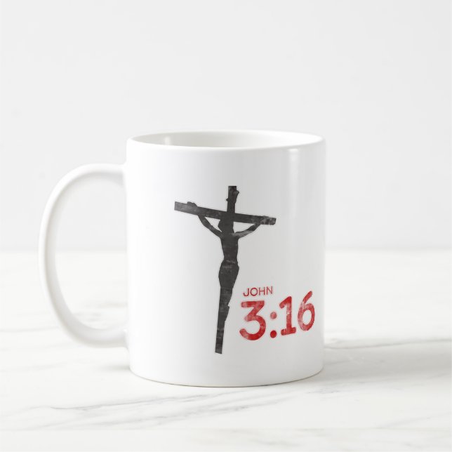 Jean 3:16 Jésus Crucifix Bible Verse Coffee Mug (Gauche)