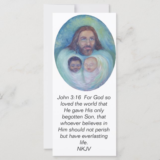 Jean 3:16 Jésus vous aime et moi carte d'écriture (Devant)
