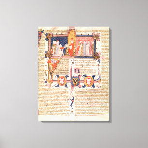 Jean Andre presenting his work to Pope Clement V Canvas Print